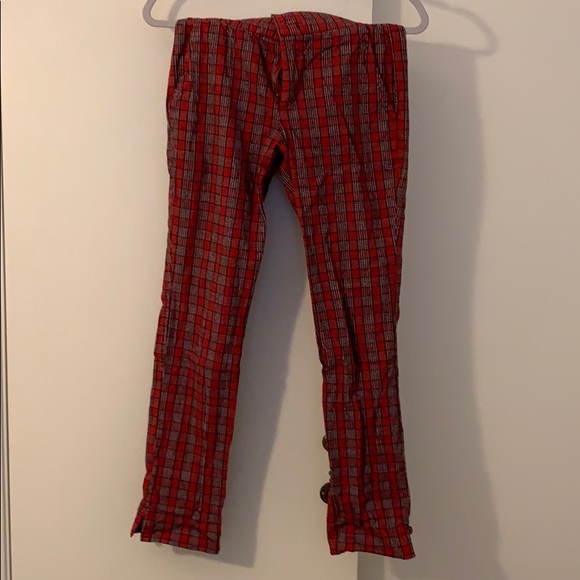 hollister red plaid pants